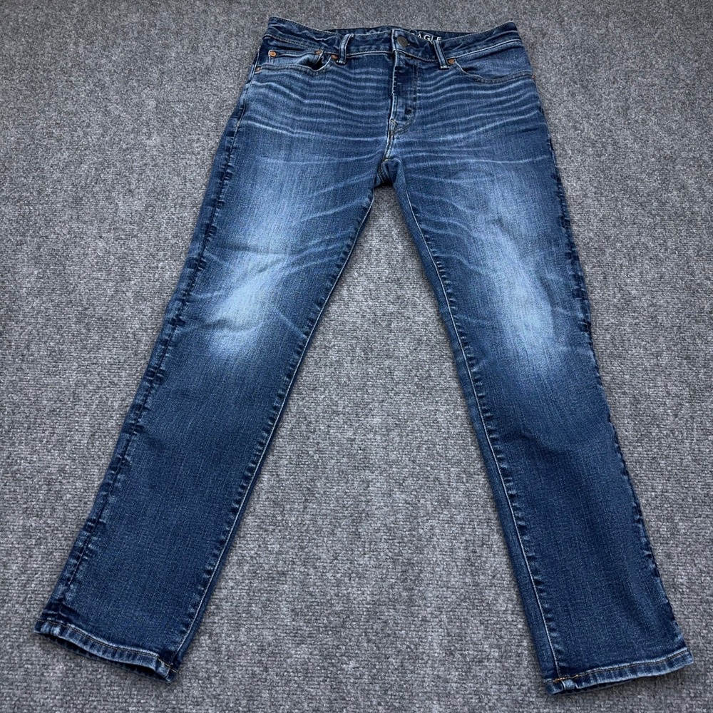 American Eagle Airflex+ Jeans Men's 32x30 Blue Slim Straight Stretch Temp Tech
